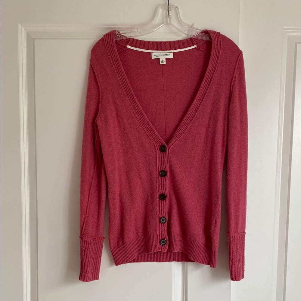 Banana Republic Pink V-Neck Cardigan Sweater